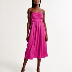 A&F Strapless Poplin Midi Dress
